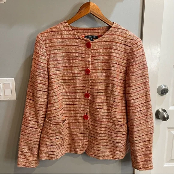 LAFAYETTE 148 Orange Tweed Blazer Size 14 - Picture 2 of 15